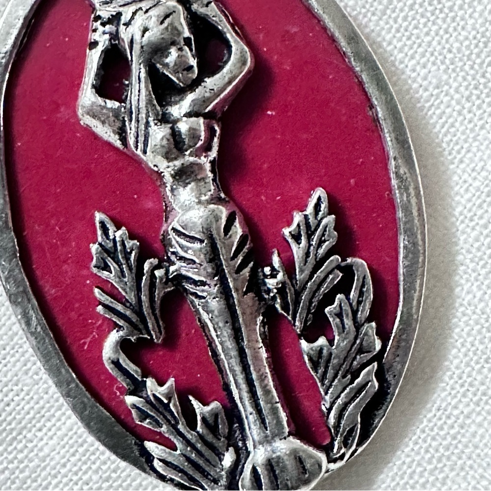 Hand Crafted Silver-tone Mermaid Pendant Necklace with Brilliant Red  Enamel